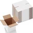 Calenzana 6x6x6 Inches Shipping Boxes Set of 25, White Corrugated Cardboard Box for Packing Mailing Small Business