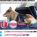 AUBELL Dog Seat Belt for Car,Updated 3-in-1 Adjustable Reflective Bungee Heavy Duty Dog Car Harness Tether with Clip Hook Latch & Buckle,Swivel Zinc Alloy Carabiner,Hotpink