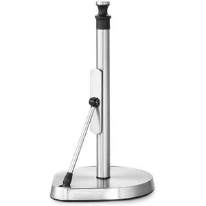 Dailyart One Hand Tear Stainless Steel Paper Towel Holder with Tension Arm, Non Slip Weighted Stand for Kitchen, Silver