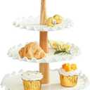 Quegroot 3 Tier Cupcake Stand,White Porcelain Wedding Cupcake Stand,Tiered Serving Tray,Cupcake Display Tower, Dessert Stand for Party,Wedding