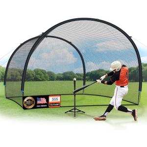 ORIENGEAR Baseball Batting Cage 13FT Baseball Batting Cages for Backyard, Baseball Training Equipment Netting for Hitting and Pitching Practice, Softball Baseball Cage with Frame and Net, Open Ended