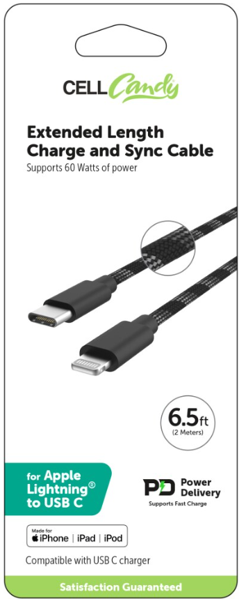 CELL Candy Extended Lenght Charge and Sync Cable 6.5 ft