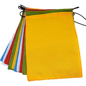 Blank prayer flags set of 10 flags surged edge. five Tibetan traditional colors which are Yellow, green, red, white and blue. Each color represents an element.