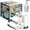 FORID Small Drawstring Trash Bags - 4 Gallon Plastic Garbage Bags 240 Counts White Trash Can Liners 15 Liter for Bathroom Restroom Bedroom Office Toilet - Durable & Thick Trash Bag