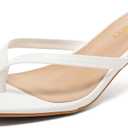 Mindeeryy Thong Sandals Kitten Heels Square Toe Flip Flops Slip On Heels for Women Kitten Heel Sandals Low Heel 2.4 Inch for Casual White, Size 7.5