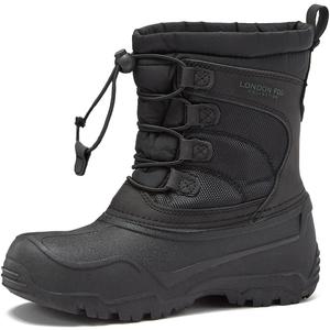 LONDON FOG Kenji Snow Boots for Kids - Insulated Waterproof Winter Girls and Boys Snow Boots Size Little Kid and Big Kid 11 to 7 Kids Winter Boots for Boy or Girl (Black), Size: 5 Big Kid