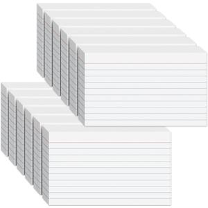 600PCS Index Cards 3 x 5 Inch, White Flash Cards, Lined Flashcards Notecards, Flash Cards for Studying, Ruled Front and Blank Back, Note Cards for Office, Home and School