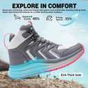 Women's Orthopedic Mid Trekking Hiking Boots: Comfortable Plantar Fasciitis Ankle Support Workout Walking Running Shoes, Orthotic Work Sport Waterproof Trail Sneakers for Feet and Heel Pain Relief (Gray)