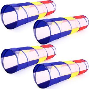 Simgoing 4 Pcs Multicolored Play Tunnel for Kids Crawl and Explore Tent 6ft Pop up Baby Crawl Play Tunnel with See Through Mesh Sides for Toddler Indoor Outdoor Crawling Game
