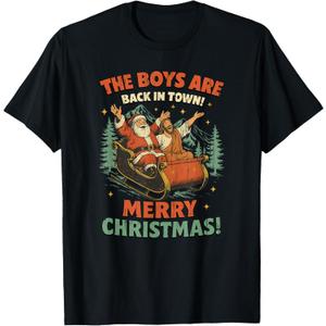 The Boys are Back in Town Merry Christmas T-Shirt, XL
