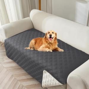 Genina Waterproof Couch Cover, Washable Anti-Slip 67 inch Sofa Covers with 3 Cushions, Sectional Couch Covers for Pets Friendly, Sofa Slipcovers for Dogs Cats, (67inch/Dark Gray)
