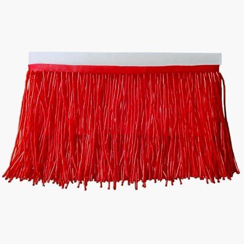 Beaded Fringe Trim,Ribbon Tassel Fringe Trim 4 Inch Wide 1 Yards Long for Crafts DIY Dress Clothes Decoration (Red)