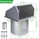 6 Inch Hooded Wall Vent with Screen and Damper,6 Inch Exhaust Vent Cover Cap for Outdoor Kitchen Range Hood Dryer Ventilation,Outside Wall Mount Extractor for House Air Exhaust,Galvanized Steel,Gray