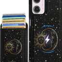 Shorogyt for Motorola Moto G Power 5G 2024 Cute Kawaii Leather Phone Case - Compatible with Magsafe Wallet Magnetic Credit Card Holder Fashion Sun Moon Design Phone Cover for Women Girls, Fits 7 Cards