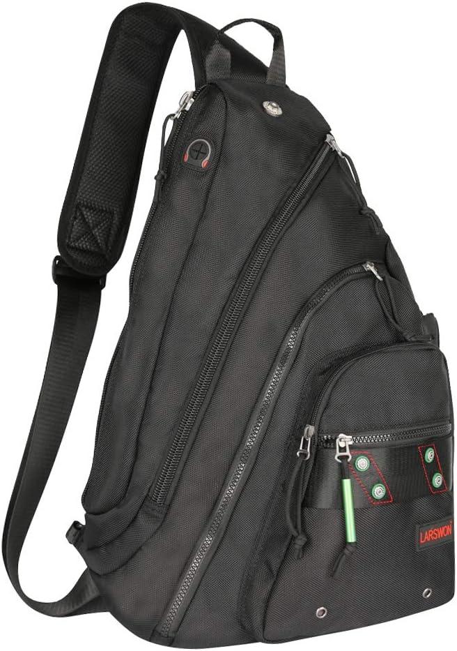 Larswon Sling Backpack, Sling Bag Laptop, Crossbody Bag Men, Shoulder Bags Black