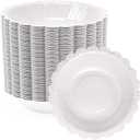 100 Pcs Scalloped Paper Bowls 20 oz Disposable Bowl Food Serving Plates for Wedding Birthday Party Holiday Tableware(White)