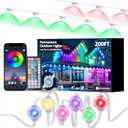 DIERLIGHT RGB Permanent Outdoor Lights, 200FT Smart LED Eaves Lights with APP & Remote Control, IP67 Waterproof Outdoor String Lights for Christmas, Halloween,Party, Garden, Patio, House Decor