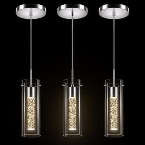 Esfos Pendant Ceiling Light Fixture - LED Crystal Pendant Lights for Kitchen Island, Modern Island Light with Bubble Glass - 3 Pack