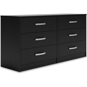 Signature Design by Ashley Finch Modern 6 Drawer Dresser with Ball-bearing Construction and Safety Stop, Black