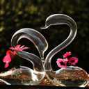 A Pair of Transparent Glass Swan Vase for Valentine Wedding Lovers Gift Household Home Decor