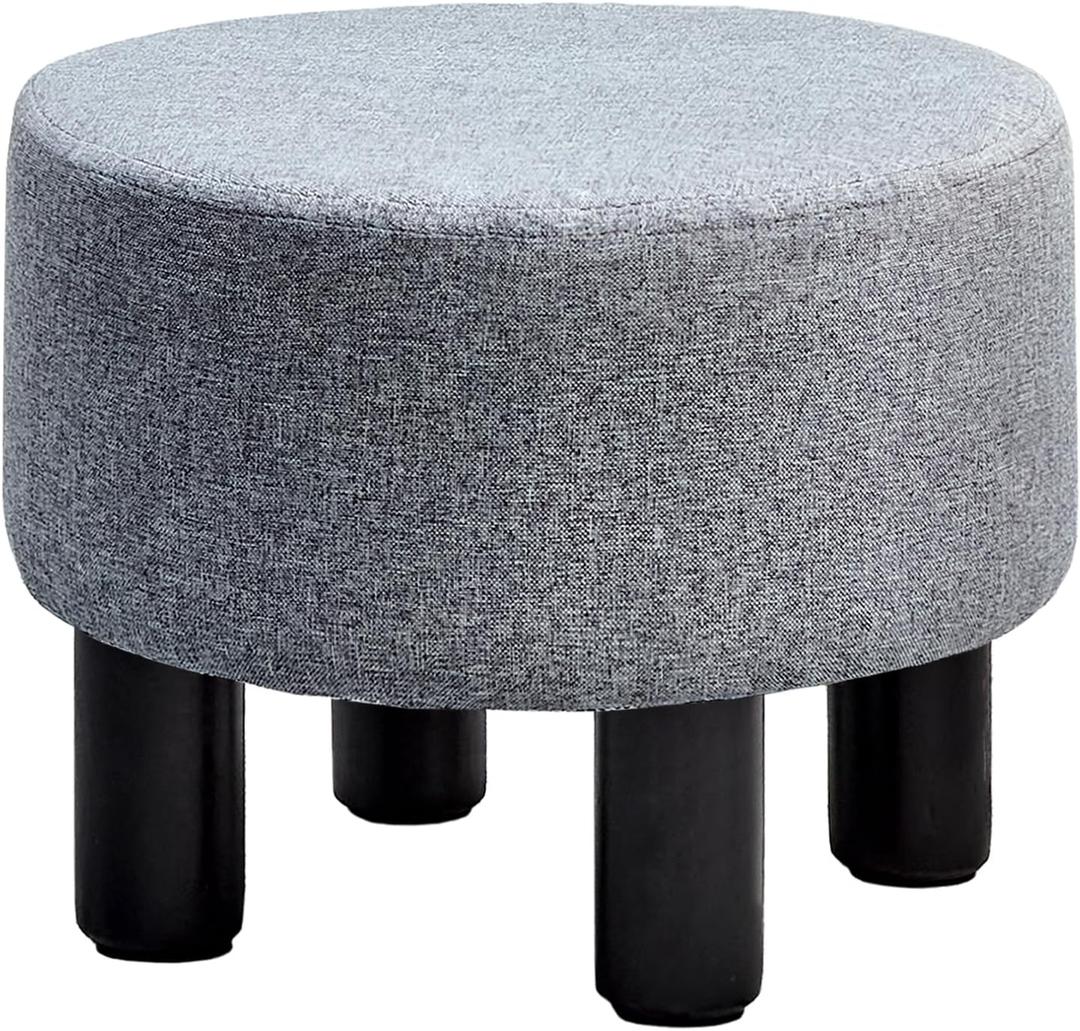Wimarsbon Foot Stool Velvet Ottoman Stool Round Footstool for Couch Desk Soft Step Stool Padded Foot Rest Furniture for Hallway Office Lounge Dorm Room Dark Grey