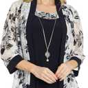 R&M Richards Women's Elegant Feather Print Knee-Length Jacket Dress W/Attached Necklace | Evening Cocktail Party (8)