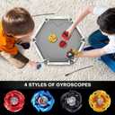 DEZAWRTY Gyro X Stadium Battling Set, 4 Spinning Tops, 2 Launchers and Arena with X Acceleration Rail, Boys Toys Kids Birthday Gift Ideals, 6+ Years Old (Grey)