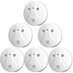 6 Pack Combination Smoke and Carbon Monoxide Detector Battery Operated, Travel Portable Photoelectric Fire&Co Alarm for Home, Kitchen