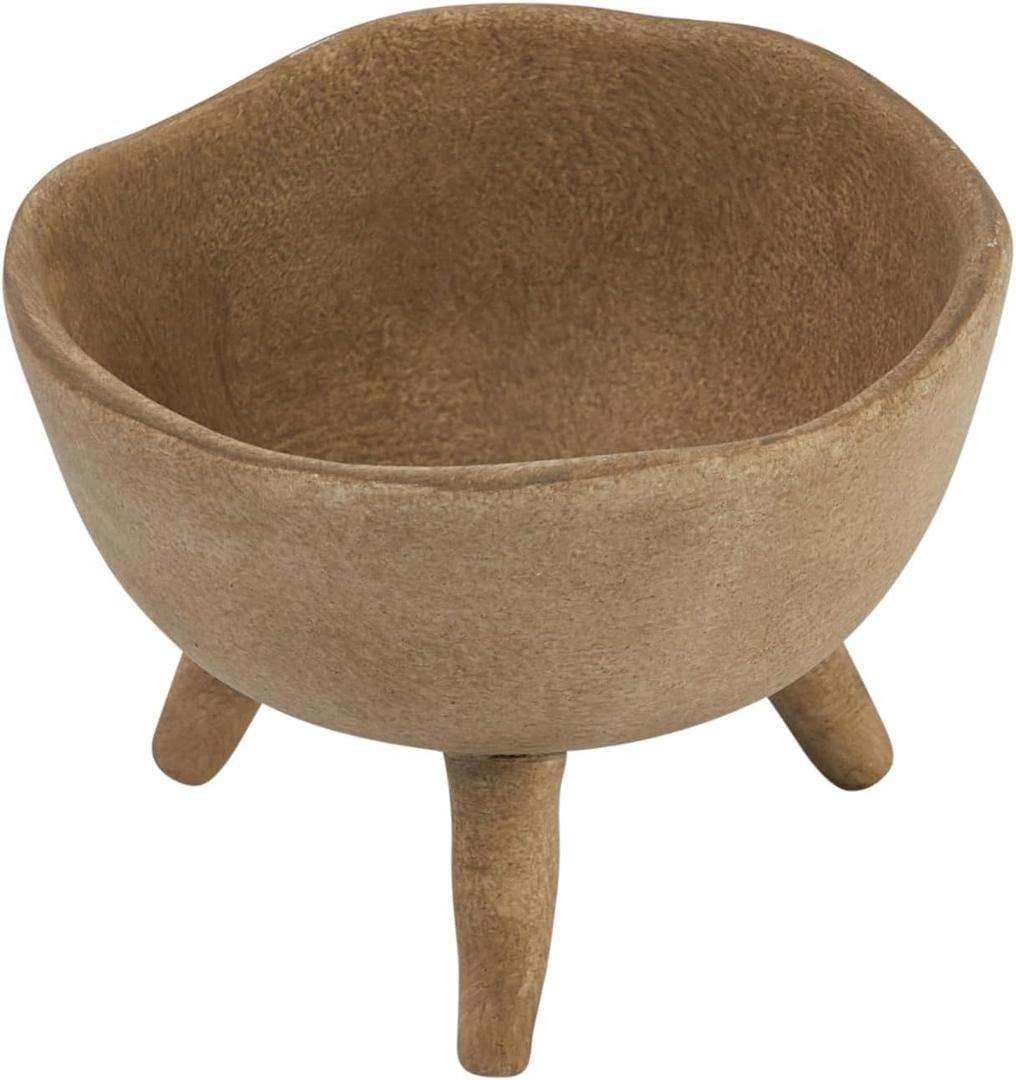 Creative Co-Op Boho Terracotta Footed Planter with Organic Edge, Matte Taupe (4")