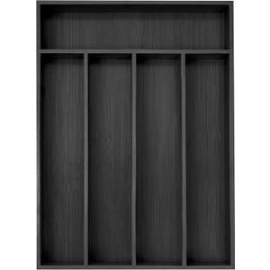 Bamboo Silverware Holder - Drawer Organizer with 5 Slots (Black)