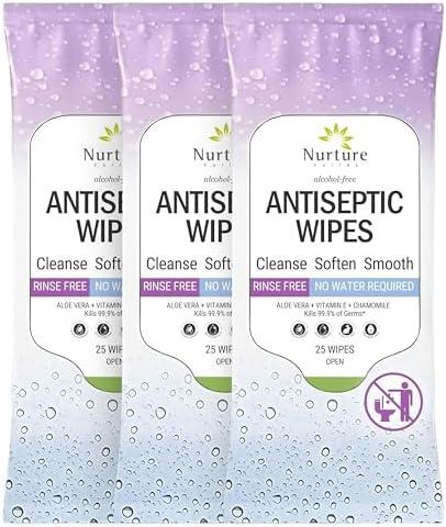 Nurture XL Antibacterial Body & Hand Wipes | Alcohol-Free Antiseptic Wet Sanitizer Towelettes for Germ Removal, Disinfecting Skin, Sanitizing Hands |Cleaning Cloths | Adults & Baby | Thick & Strong