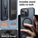 TORRAS for iPhone 13 Pro Case Translucent Black | Strong Magnetic & Seamless Stand, Fit for MagSafe, Military-Grade Drop Protection, Sturdy Adjustable Built-in Kickstand, Slim Matte Finish