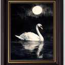 TravelReady Moody Swan Framed Wall Art Dark Moonlight Wall Decor 9x11 In