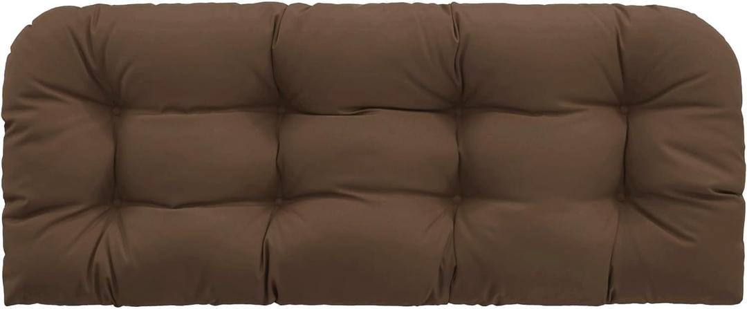 Outdoor Bench Cushion, Tufted 44x22x4 Inch Loveseat Pad for Patio Furniture Wicker Chair Garden Swing Porch Sofa, Indoor Outside Use, Fade-Resistant & Waterproof, Brown