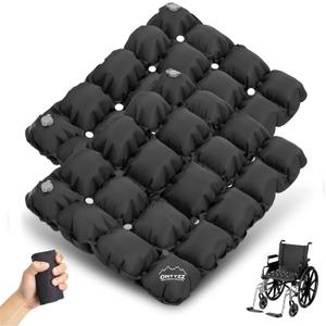 ONTYZZ Waffle Cushion Inflatable Seat Cushions Wheelchair Air Pad for Pressure Relief Breathable, Two Pack Black