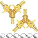 Beduan 3 Way Shut Off Ball Valve 3/8" Hose Barb 2 Switch Brass Y Shaped Valve for Fuel Water Gas Air(Pack of 2)