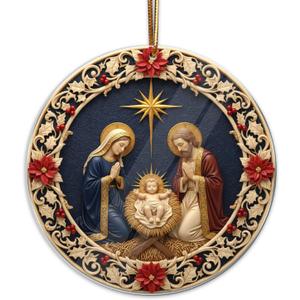 Nativity Ornament 2025  Holy Family Christmas Ornament with Story Card, Religious Christmas Decorations for Christian Families, Catholic Gifts for Christmas Tree