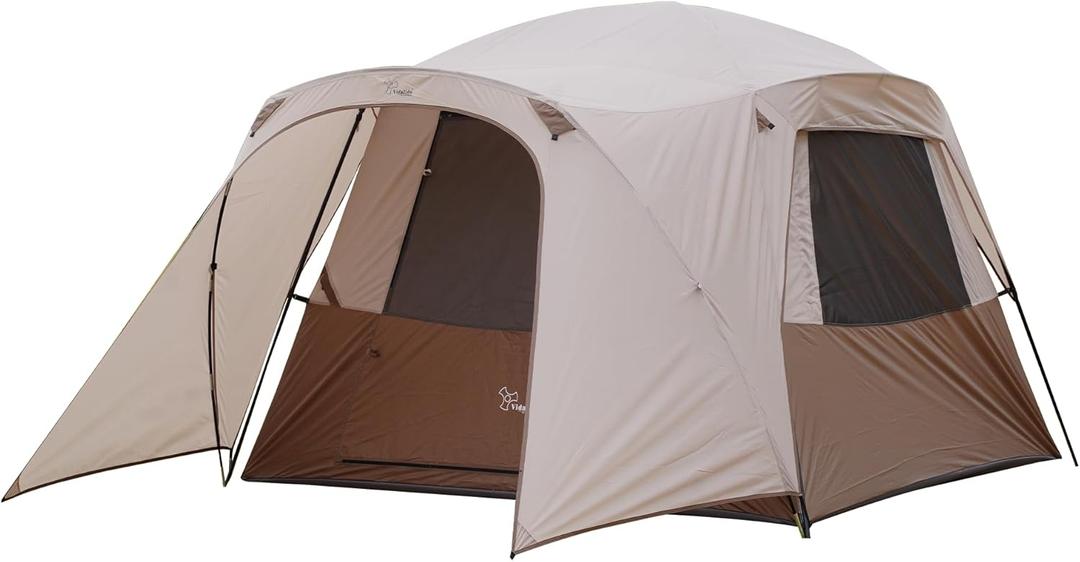 Vidalido 3-4 Person Tent with 1 Mesh Door and 2 Large Mesh Window, Double Layer Waterproof Portable Family Cabin Tent, 4 Person Tents for Outdoor Camping Hiking, 93.6 inches x 93.6 inches x 70.8"