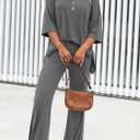 PRETTYGARDEN 2 Piece Lounge Sets for Women Summer 2025 Short Sleeve Tops Wide Leg Pants Matching Travel Outfits Clothing (Grey,X-Small) (Gray, XS)