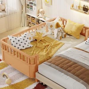 Removable Rails, Montessori Platform Bed Frame w/Safety Low Profile, Space Saving Corner Kids Beds for Boys Girls Bedroom, No Box Spring Needed, Easy Assembly, Brown