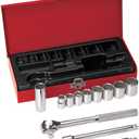 Klein Tools 65504 3/8-Inch Drive Socket Wrench Set, with 12-Point and 6-Point, and Spark Plug Sockets, 2 Extensions, Ratchet, Case, 12-Piece