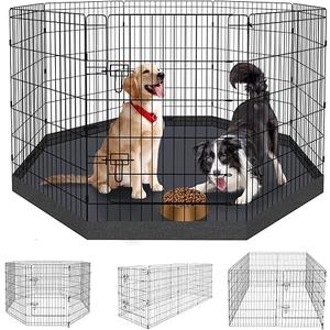 Peekaboo Dog Pen Pet Playpen Dog Fence Indoor Foldable Metal Wire Exercise Puppy Play Yard Pet Enclosure Indoor Outdoor 8 Panels 36 Inch with Bottom Pad/Top Cover (Black 36 Bottom Cover)