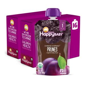 Happy Baby Clearly Crafted, Organic Baby Food, Stage 1, Prunes, 3.5oz Clear Pouch (16 Count) BB Date 02 Nov 26