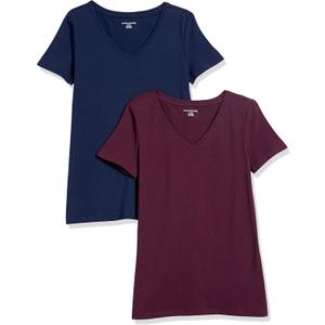 Amazon Essentials Women's Regular-Fit Short-Sleeve T-Shirt (Crewneck and V-Neck Options), Multipacks