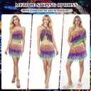 3 x Baisdan 2pack Sequin Skirts for Women (Waist/Bust Under 31.5"), Sparkly Skirts for Girls, Tassel Skirt (Purple)