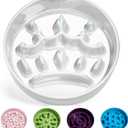 LE TAUCI Ceramic Slow Feeder Dog Bowls Small Breed, 0.6 Cups Dog Food Dish for Fast Eaters, Puzzle Bowl for Small Dogs and Cats,Crown Silver