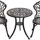YKSY&YKSY Patio Bistro Set.Rust-Resistant Cast Aluminum Bistro Table Set with Umbrella Hole for Backyard (Leaf DESIGNCOPPER)