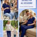 Women's Maternity Scrub Set V Neck Top Side Slit Stretchy Scrub Pants Pregnancy Nurse Uniform with 9 Pockets