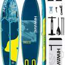 Hiwave Inflatable Stand Up Paddle Board 11*34*6 Sup Board, 420lbs Capacity Adult&Youth Paddle Board, Pet Friendly for Ocean&Lake, w/Double Action Hand Pump