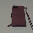 iCoverCase Compatible with iPhone 13 Wallet Phone Case with Card Holder, PU Leather Zipper Pocket Magnetic Detachable Flip Case with Wrist Strap (Claret)